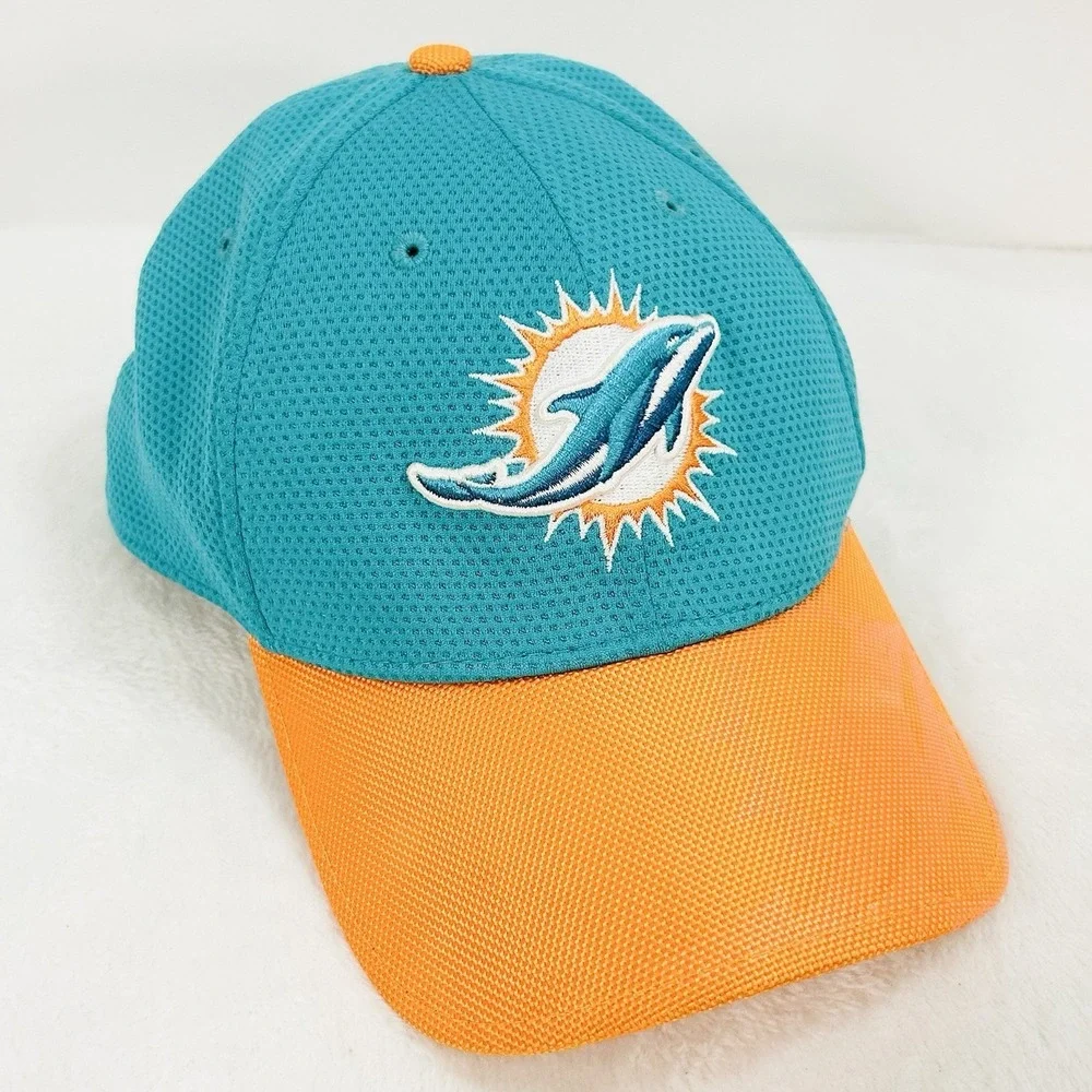 New Era Miami Dolphins 2-Tone 39THIRTY‎ Stretch Flex Hat Cap S/M Turquoise NFL